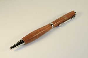 Slimline pen in sapele with chrome finish and oak inlay