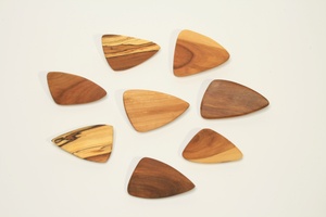 Triangle style applewood brooch